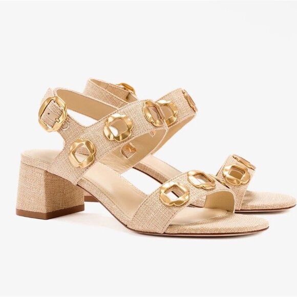 Larroudé Milan Block Heel Sandals Beige Women Brazil Raffia Sandals Size 6.5 - Picture 12 of 12